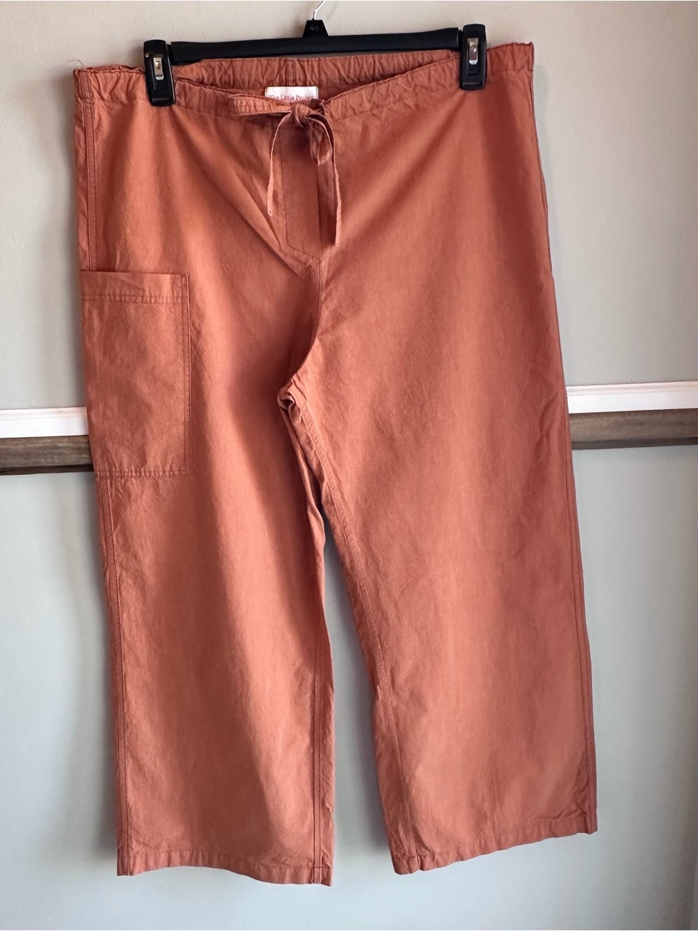 The Little Project Pants Rust Orange Drawstring Wide Leg Side Pocket